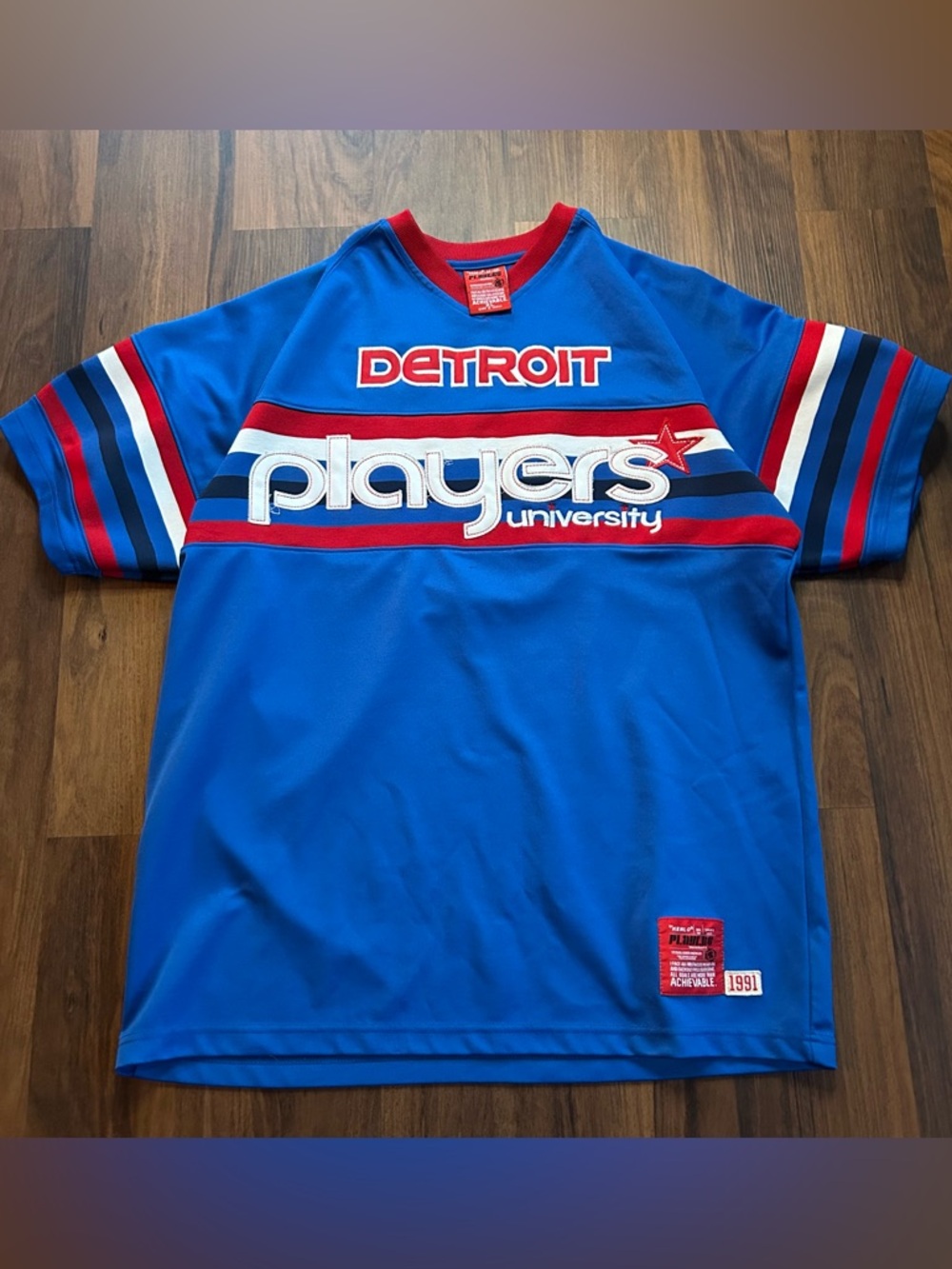 Y2K oversized Detroit Players University Blue & red Graphic Jersey